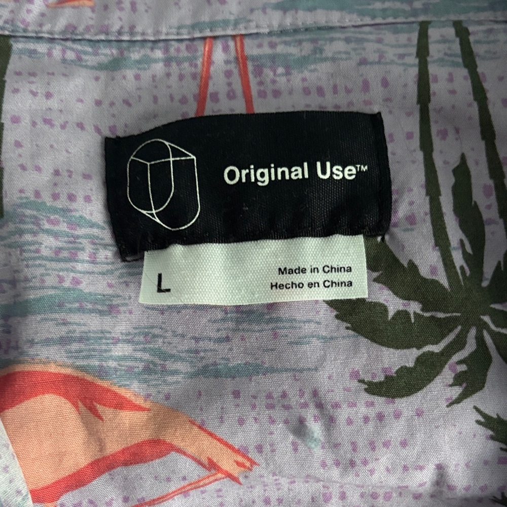 Original Use Flamingo and Palm Print Men's Shirt - Picture 2 of 3